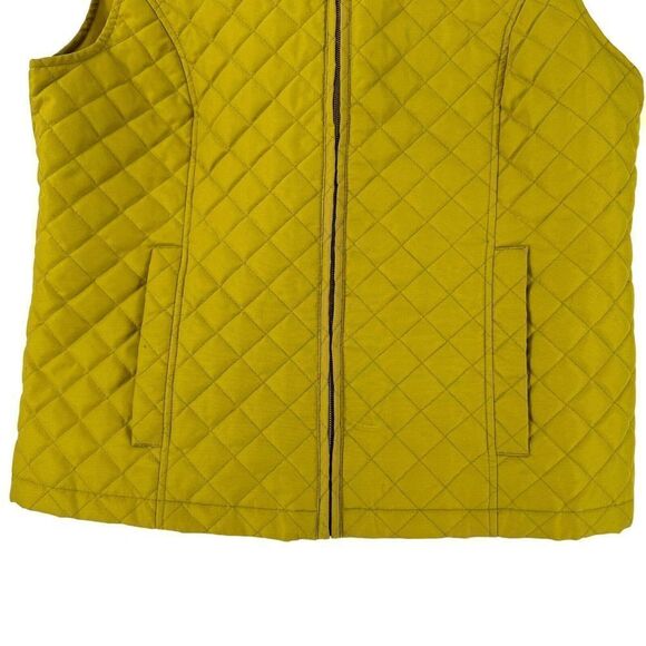 Nine West Vest Quilted Marigold Yellow Womens Size Medium Layering Full Zip - Picture 5 of 9